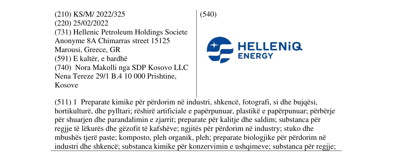 Zëri i markës HELLENIQ ENERGY në buletin