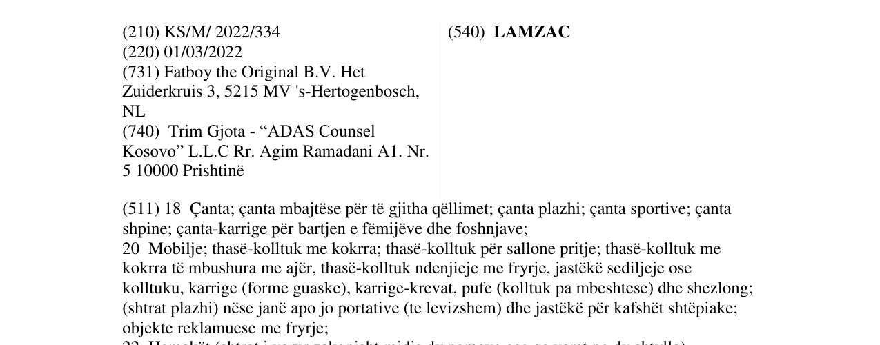 Zëri i markës LAMZAC në buletin