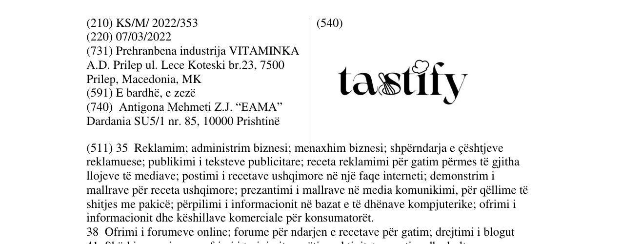 Zëri i markës tastify në buletin