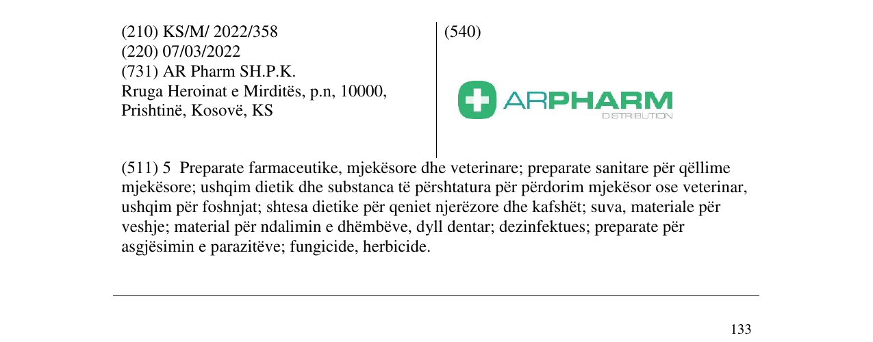 Zëri i markës AR PHARM në buletin