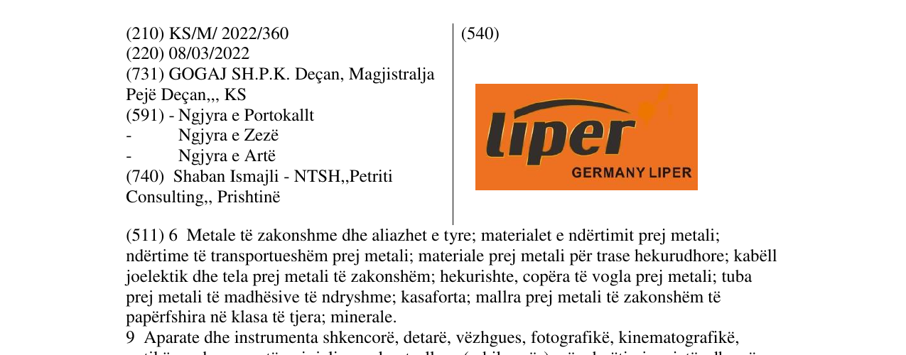 Zëri i markës Liper në buletin