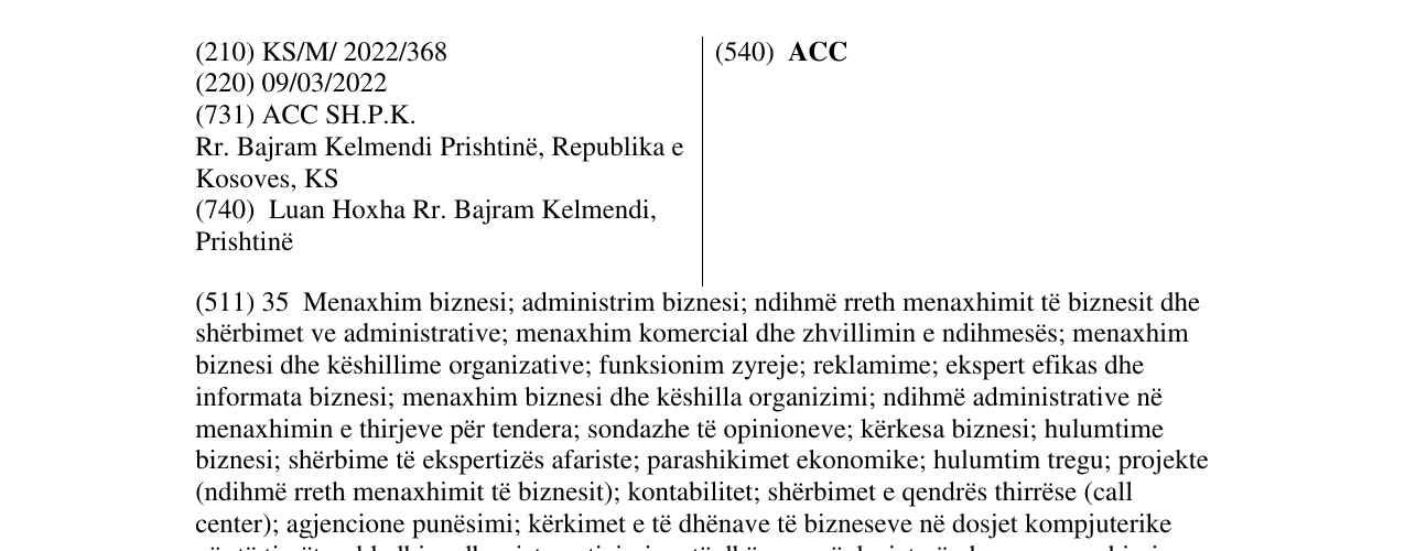 Zëri i markës ACC në buletin