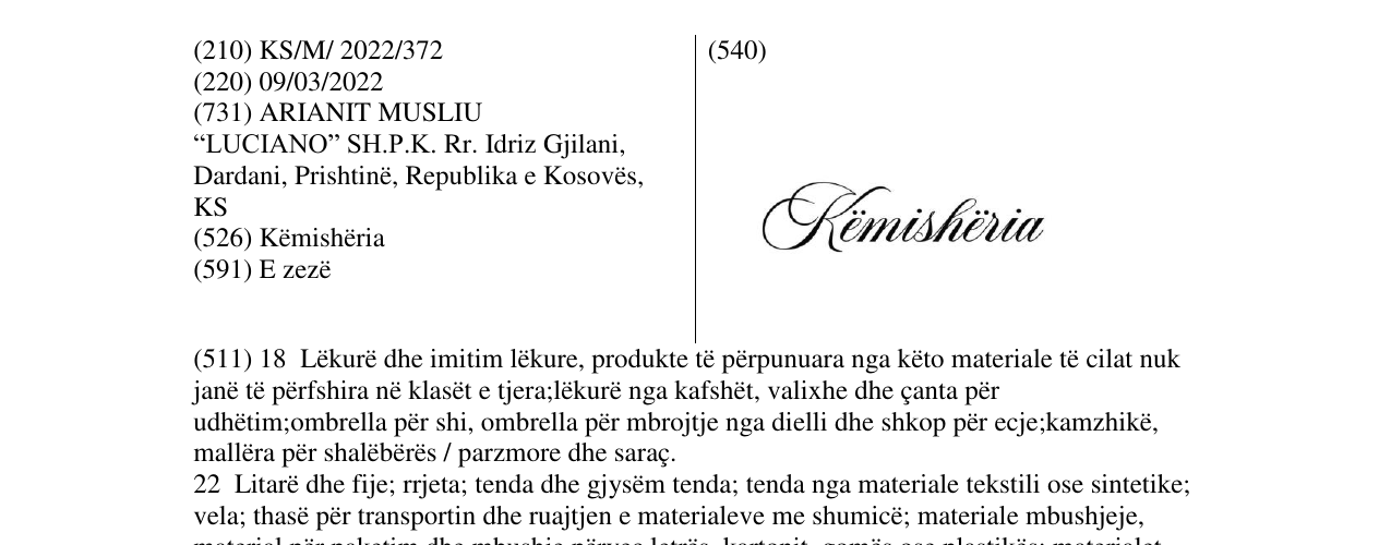 Zëri i markës Kemisheria në buletin