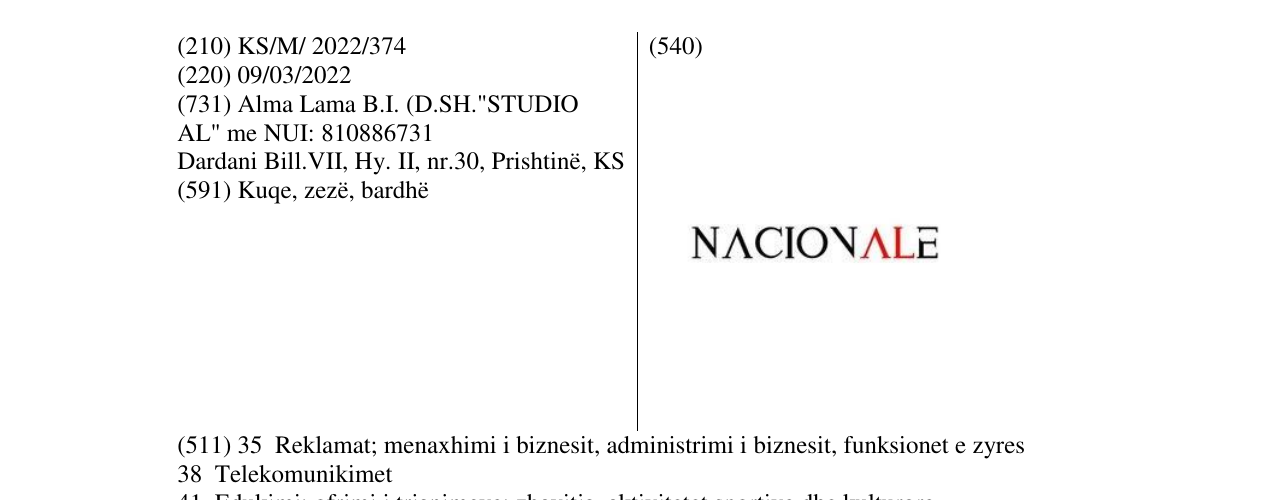 Zëri i markës NACIONALE në buletin