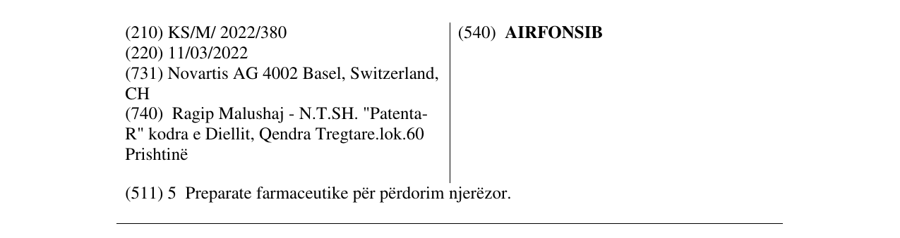 Zëri i markës AIRFONSIB në buletin