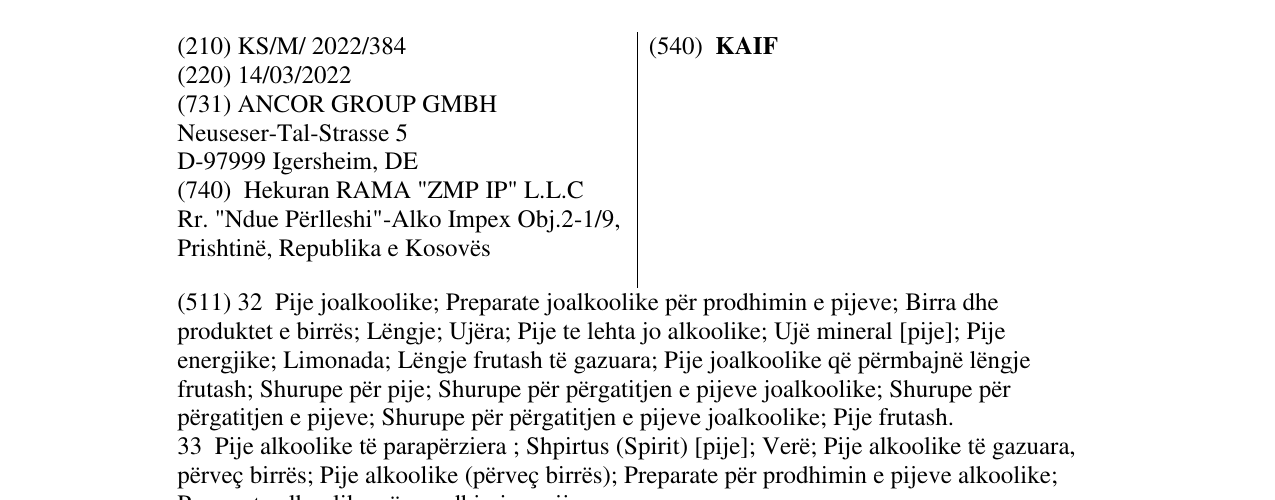 Zëri i markës KAIF në buletin