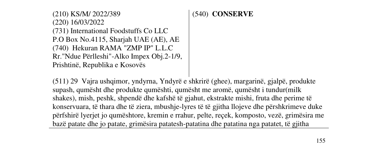 Zëri i markës CONSERVE në buletin