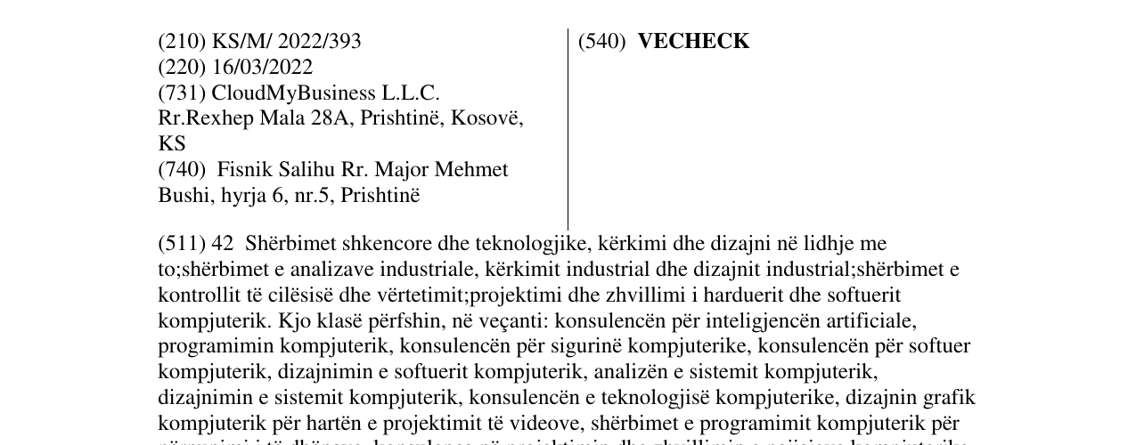 Zëri i markës VECHECK në buletin