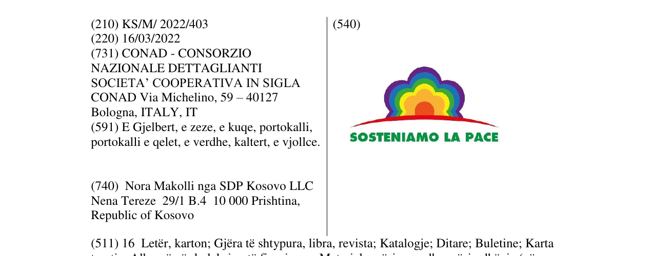 Zëri i markës SOSTENIAMO LA PACE në buletin