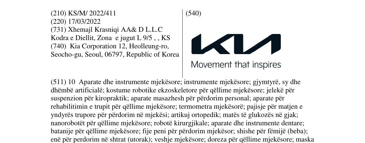 Zëri i markës KIA në buletin