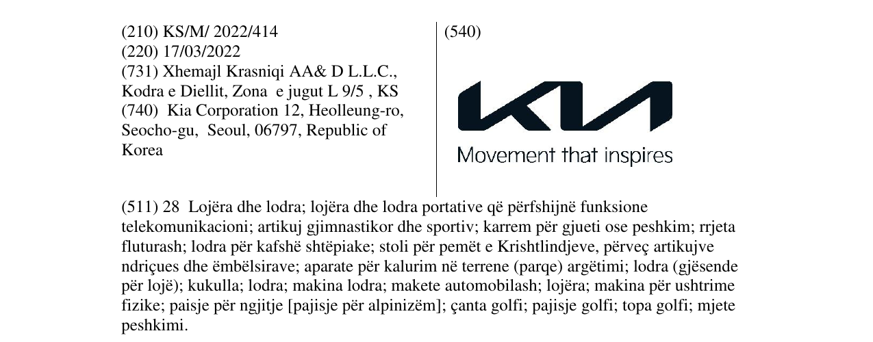 Zëri i markës KIA në buletin
