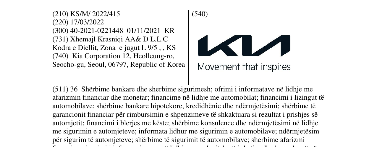 Zëri i markës KIA në buletin