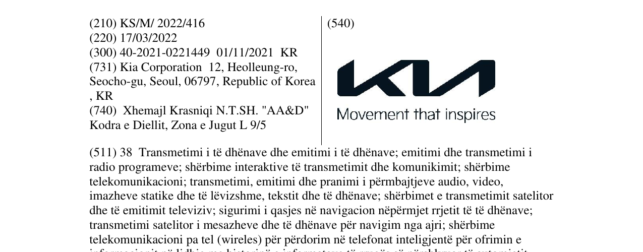 Zëri i markës KIA në buletin