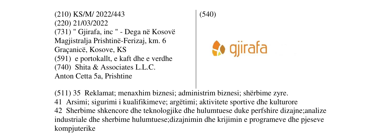 Zëri i markës gjirafa në buletin