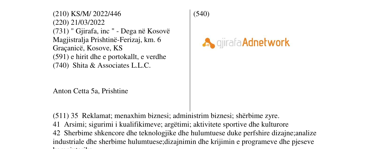 Zëri i markës gjirafa Adnetwork në buletin