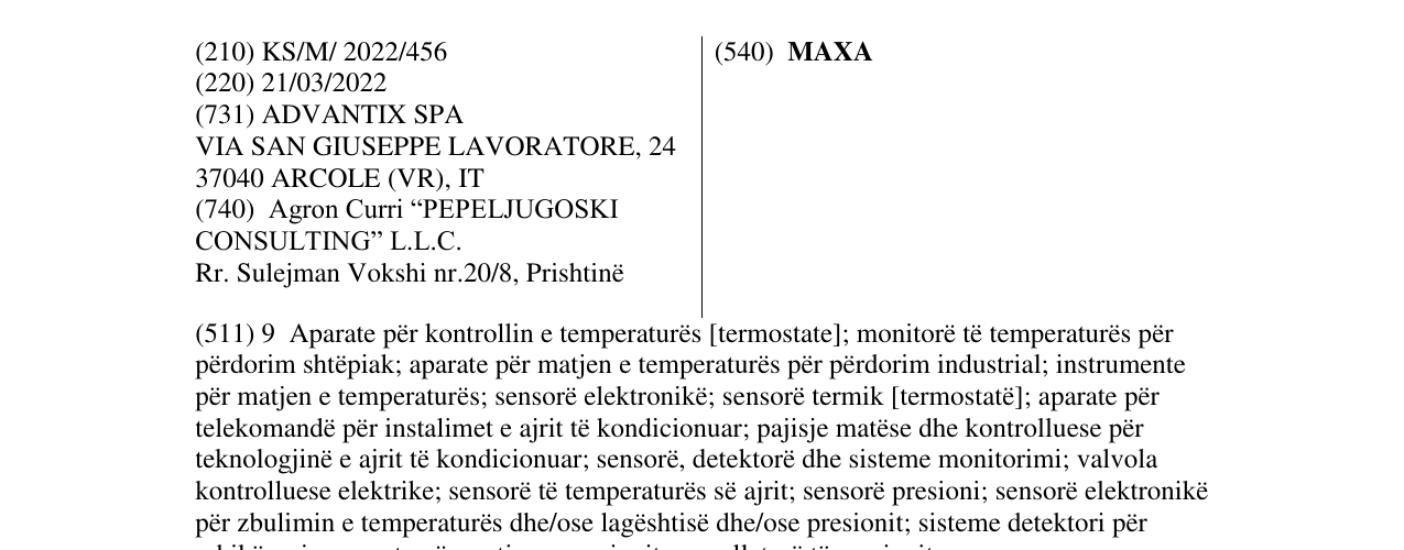 Zëri i markës MAXA në buletin