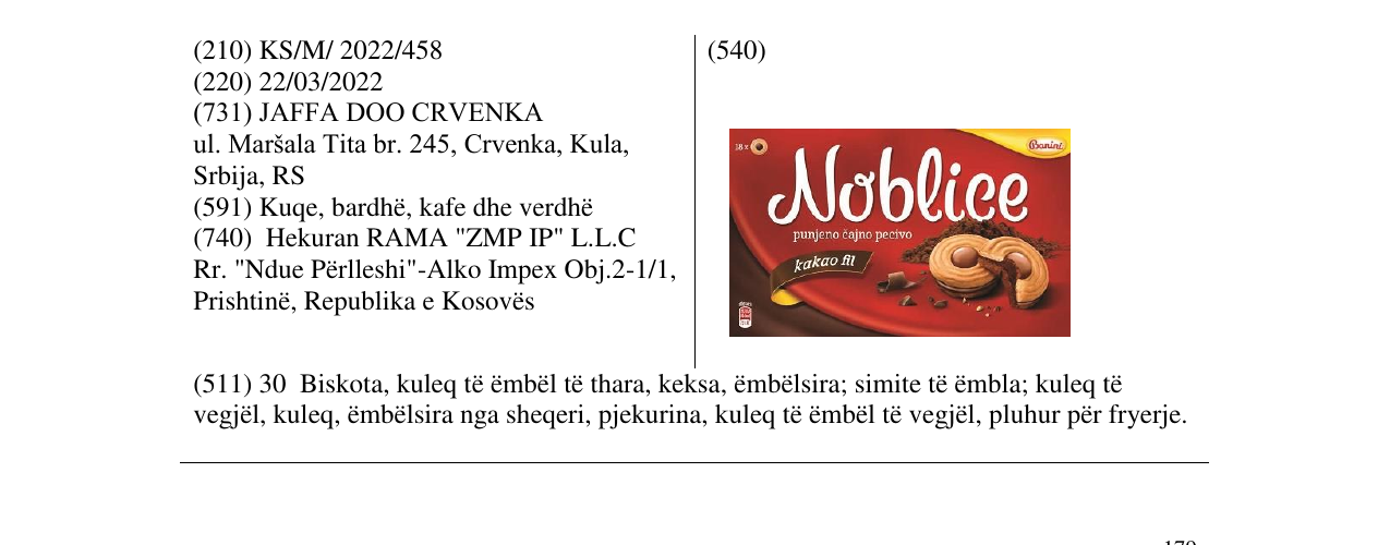Zëri i markës Noblice në buletin