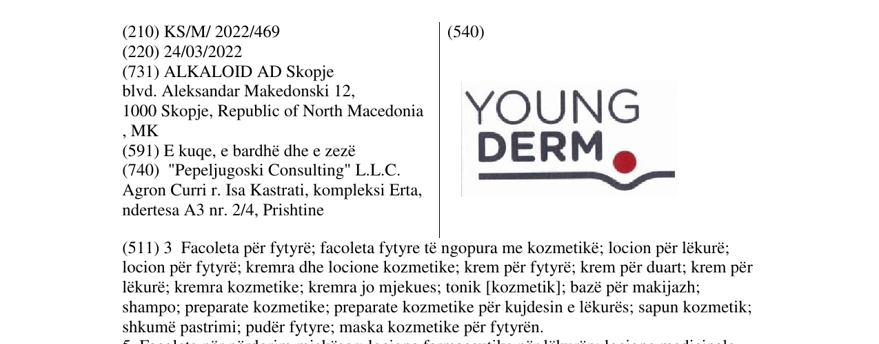Zëri i markës YOUNG DERM në buletin
