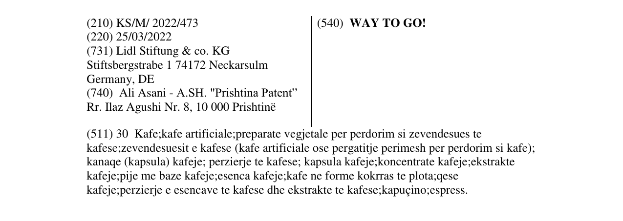 Zëri i markës WAY TO GO! në buletin