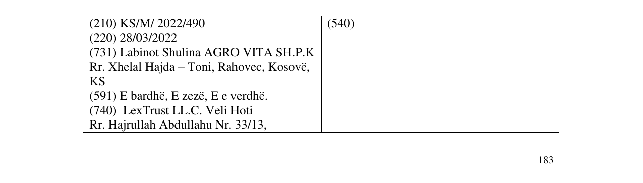 Zëri i markës LABI WINE në buletin