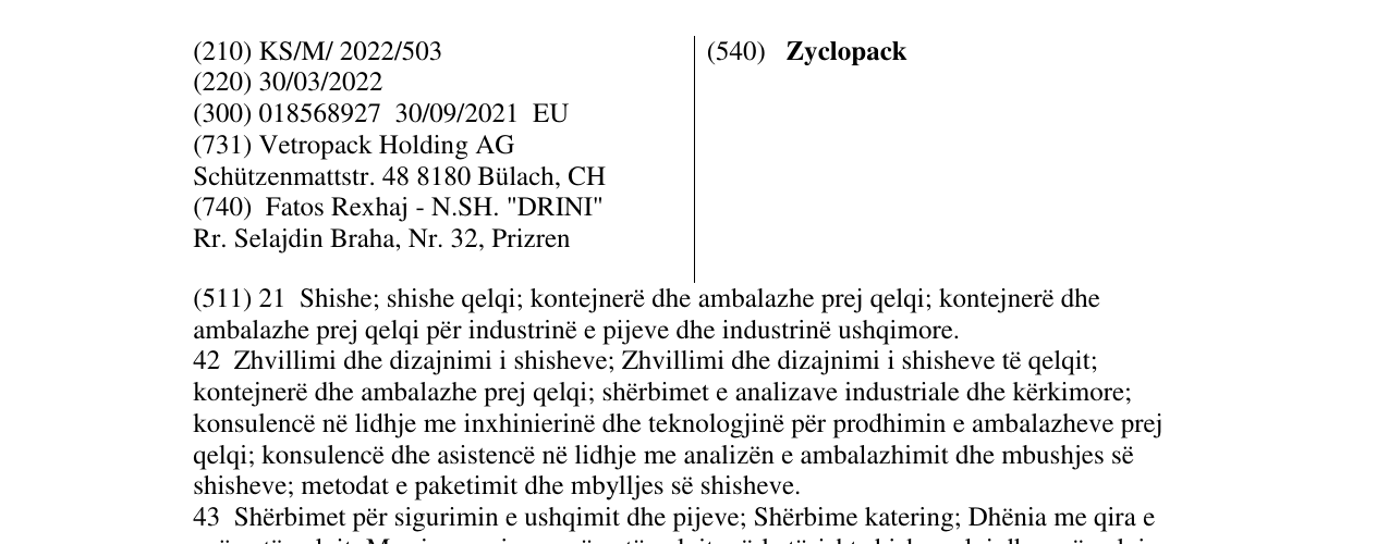 Zëri i markës Zyclopack në buletin