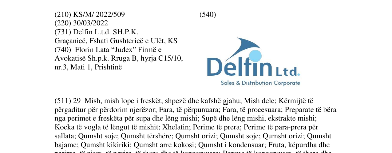 Zëri i markës Delfin Ltd. në buletin