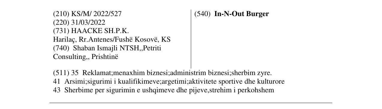 Zëri i markës In-N-Out Burger në buletin