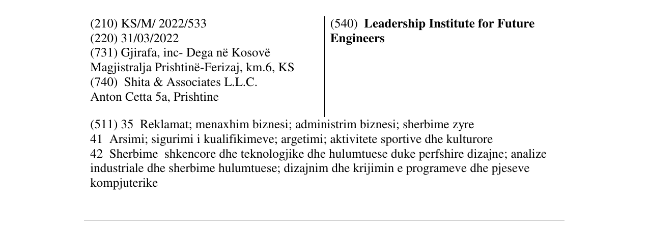 Zëri i markës Leadership Institute for Future Engineers në buletin