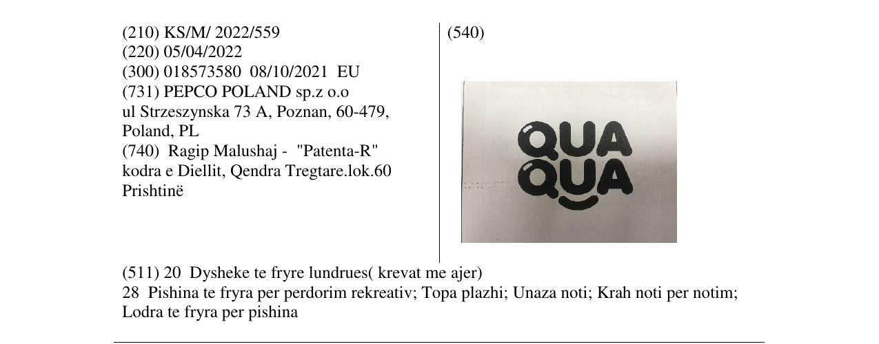 Zëri i markës QUA QUA në buletin