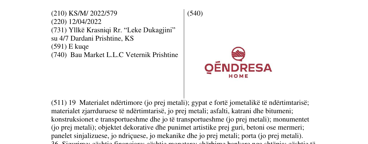 Zëri i markës QENDRESA HOME në buletin