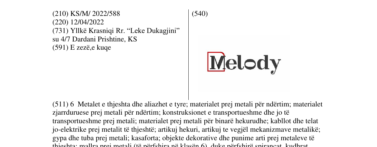Zëri i markës Melody në buletin