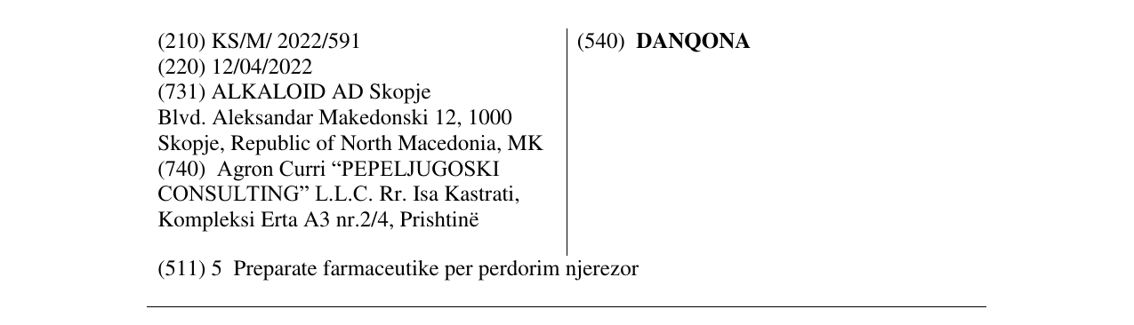 Zëri i markës DANQONA në buletin