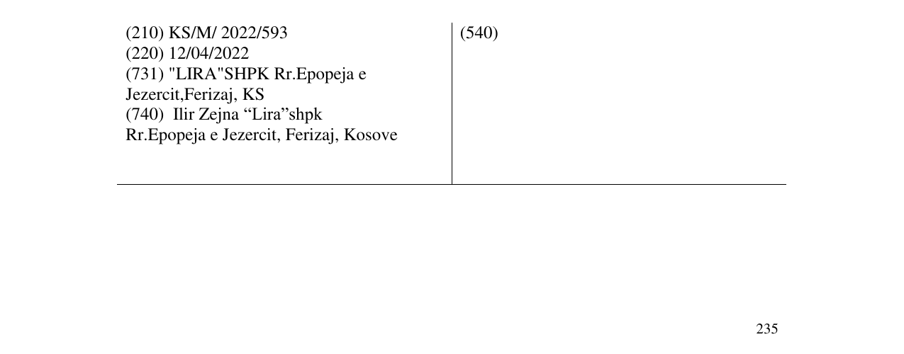 Zëri i markës KESTRINA në buletin