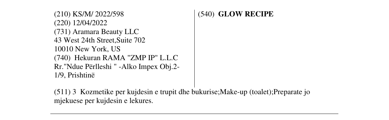 Zëri i markës GLOW RECIPE në buletin
