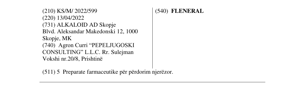 Zëri i markës FLENERAL në buletin
