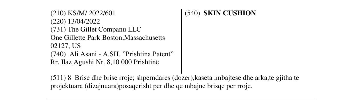 Zëri i markës SKIN CUSHION në buletin