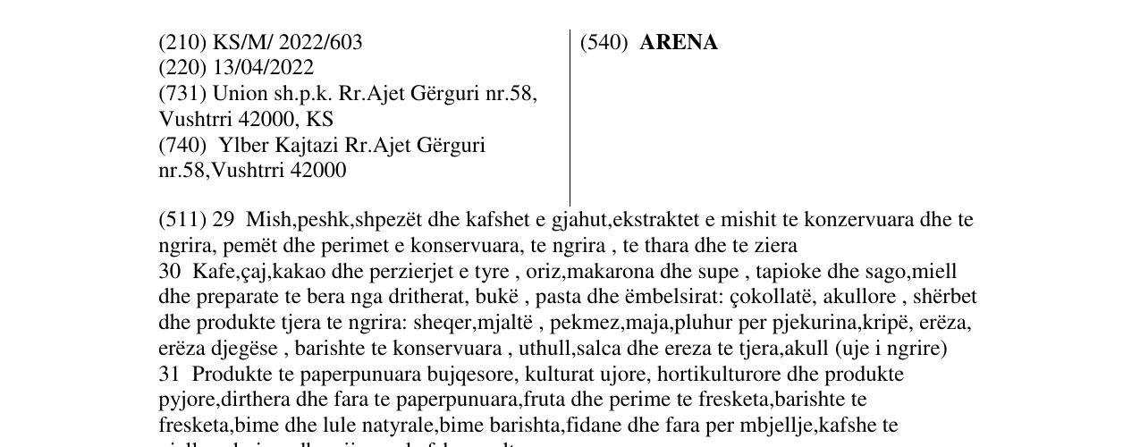 Zëri i markës ARENA në buletin