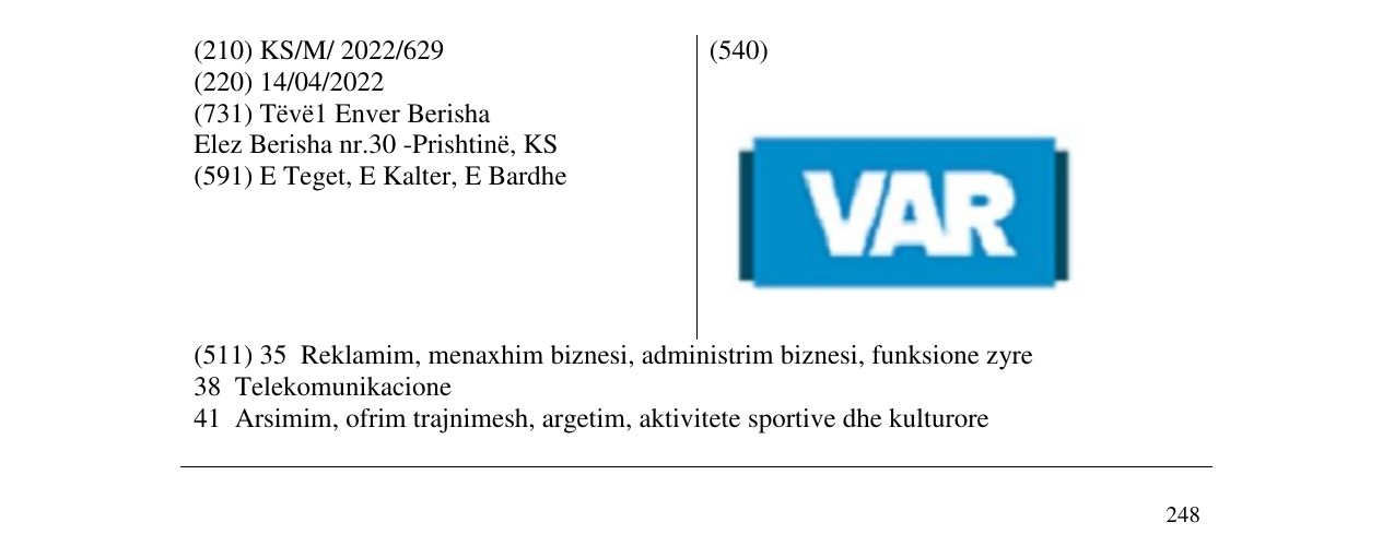 Zëri i markës VAR në buletin