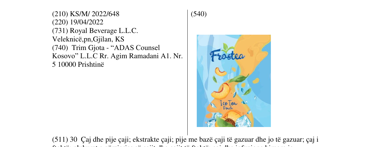Zëri i markës Frostea në buletin