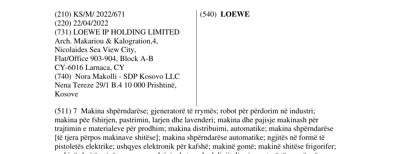 Zëri i markës LOEWE në buletin