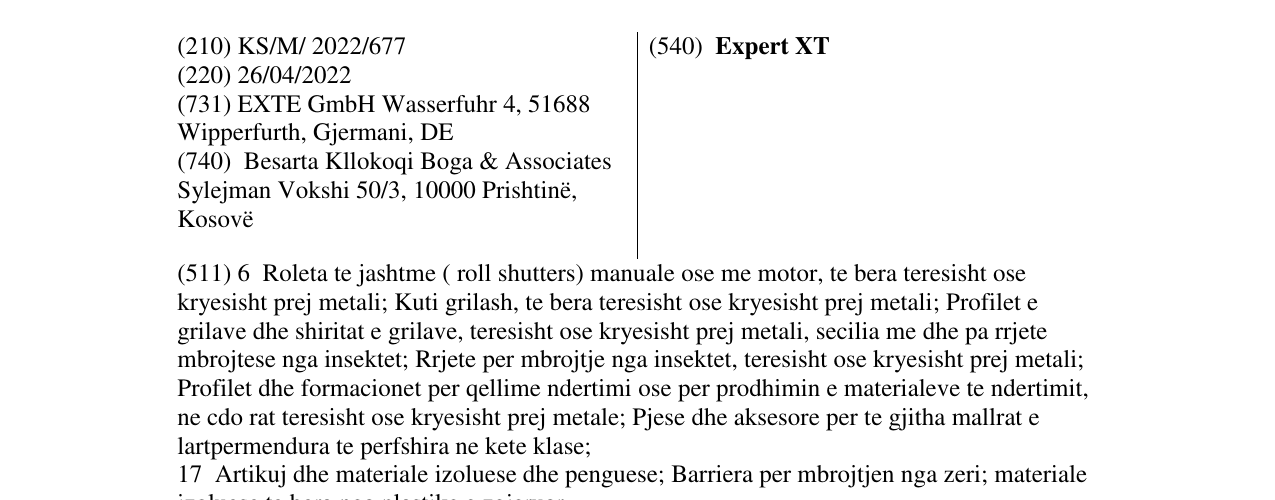 Zëri i markës Expert XT në buletin