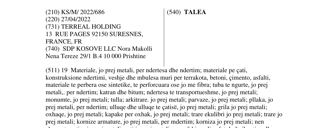 Zëri i markës TALEA në buletin