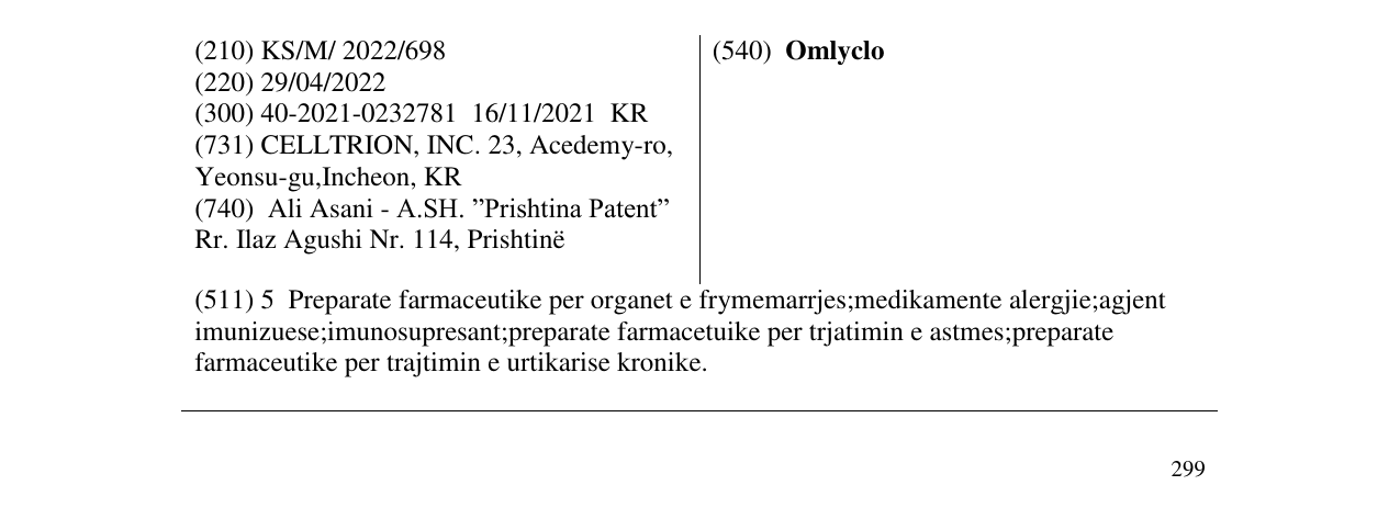 Zëri i markës Omlyclo në buletin