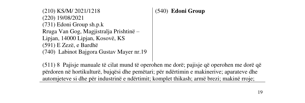 Zëri i markës Edoni Group në buletin