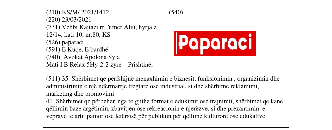 Zëri i markës Markë figurative në buletin