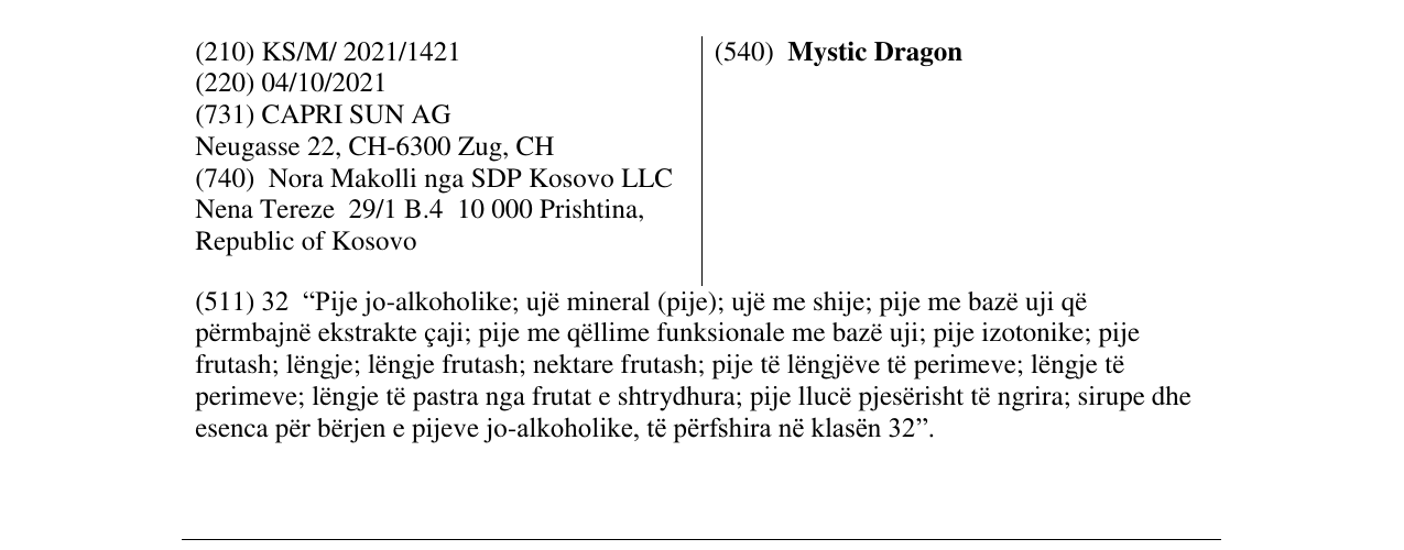Zëri i markës Mystic Dragon në buletin
