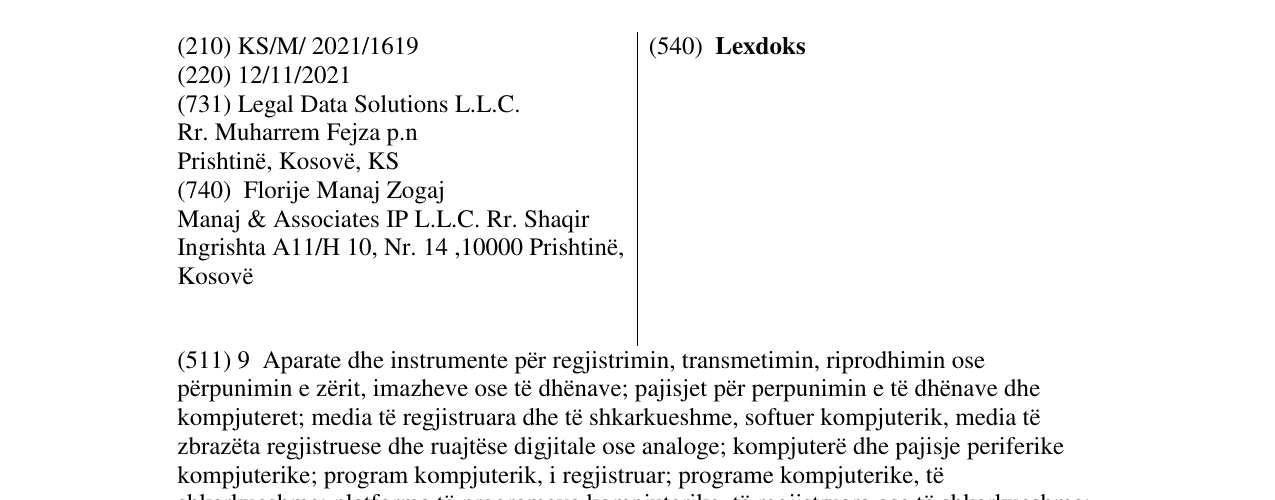 Zëri i markës Lexdoks në buletin