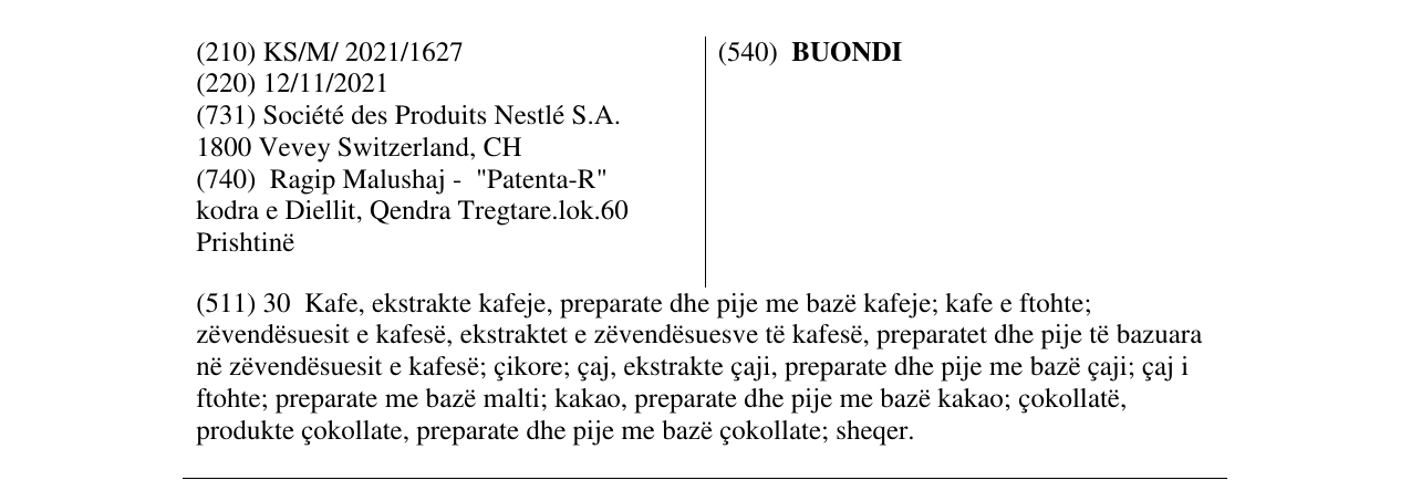 Zëri i markës BUONDI në buletin