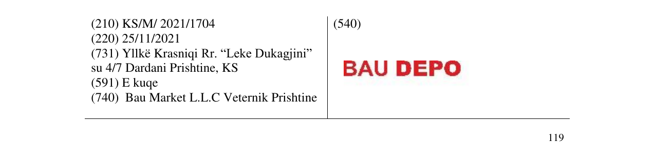 Zëri i markës Bau Depo në buletin