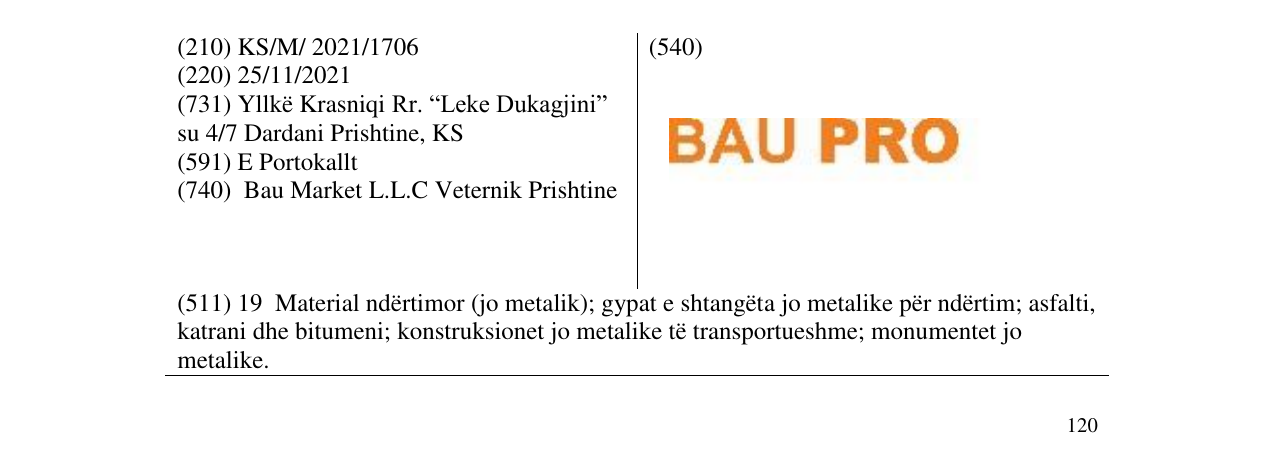 Zëri i markës Bau Pro në buletin